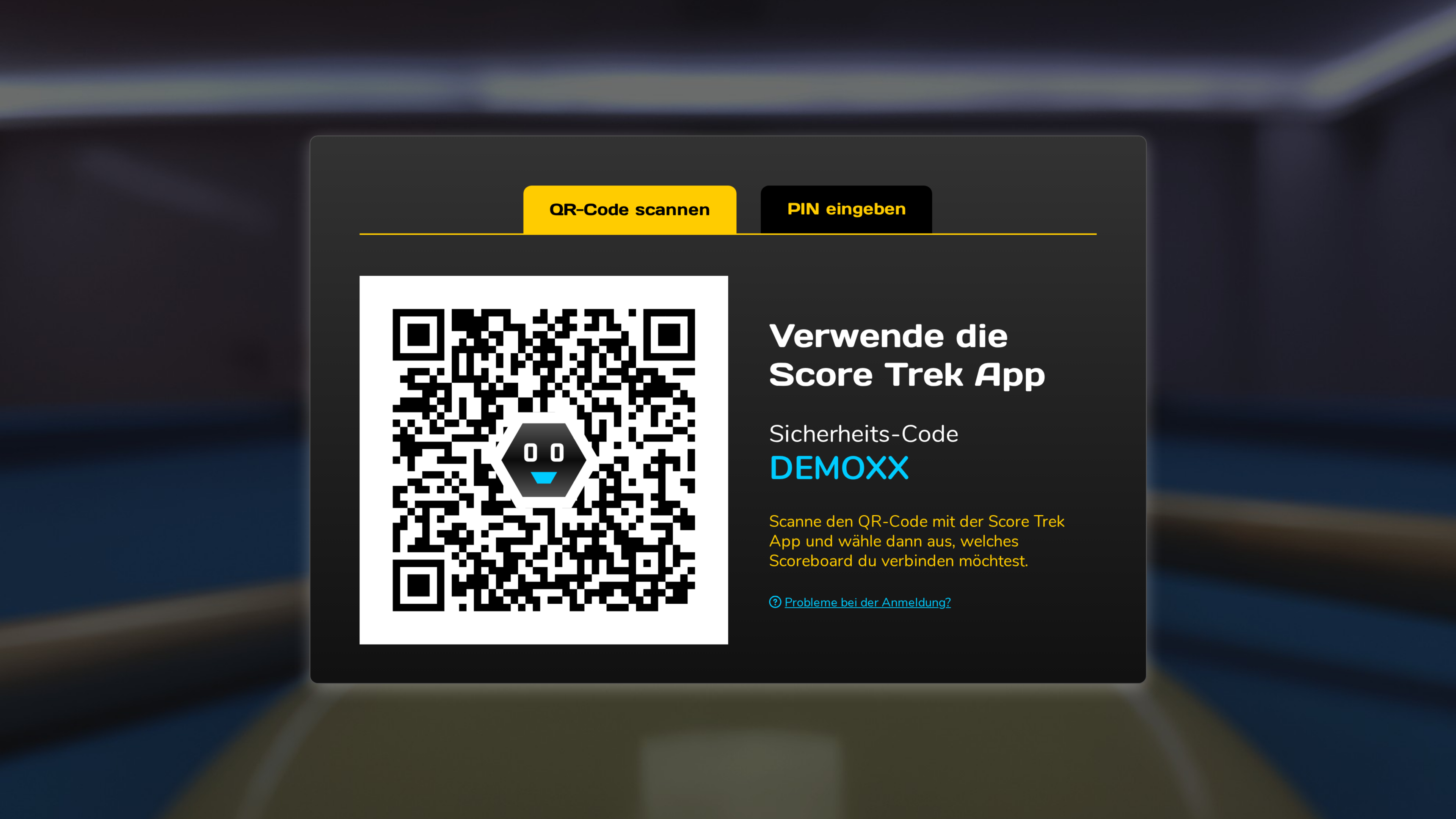 Der Anmeldebildschirm des Scoreboards.